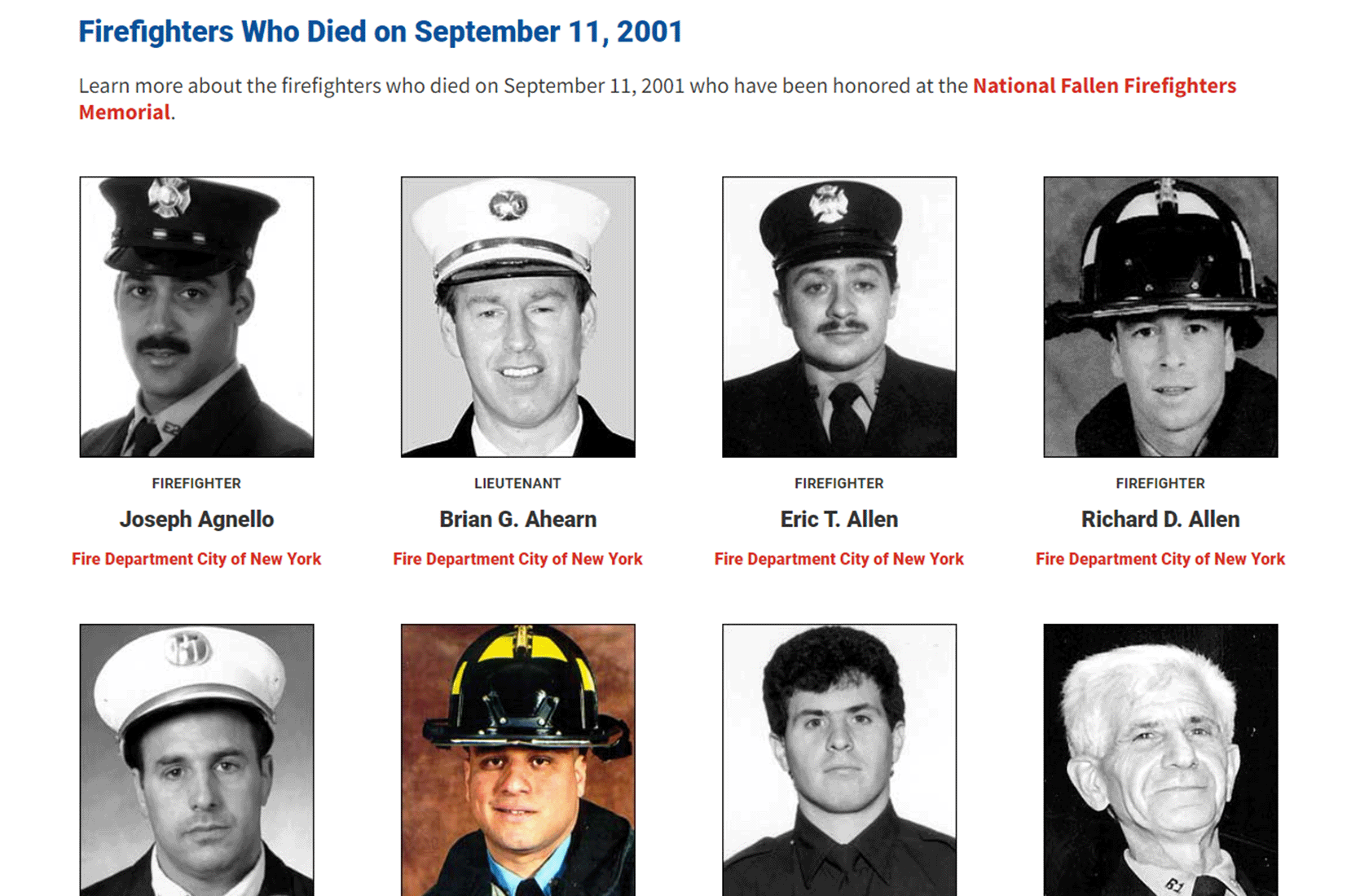 Firefighters Who Died on September 11, 2001