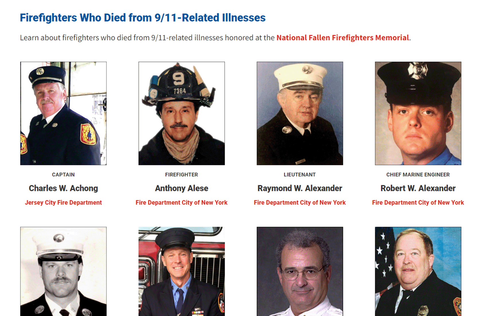 Firefighters Who Died from 9/11-Related Illnesses